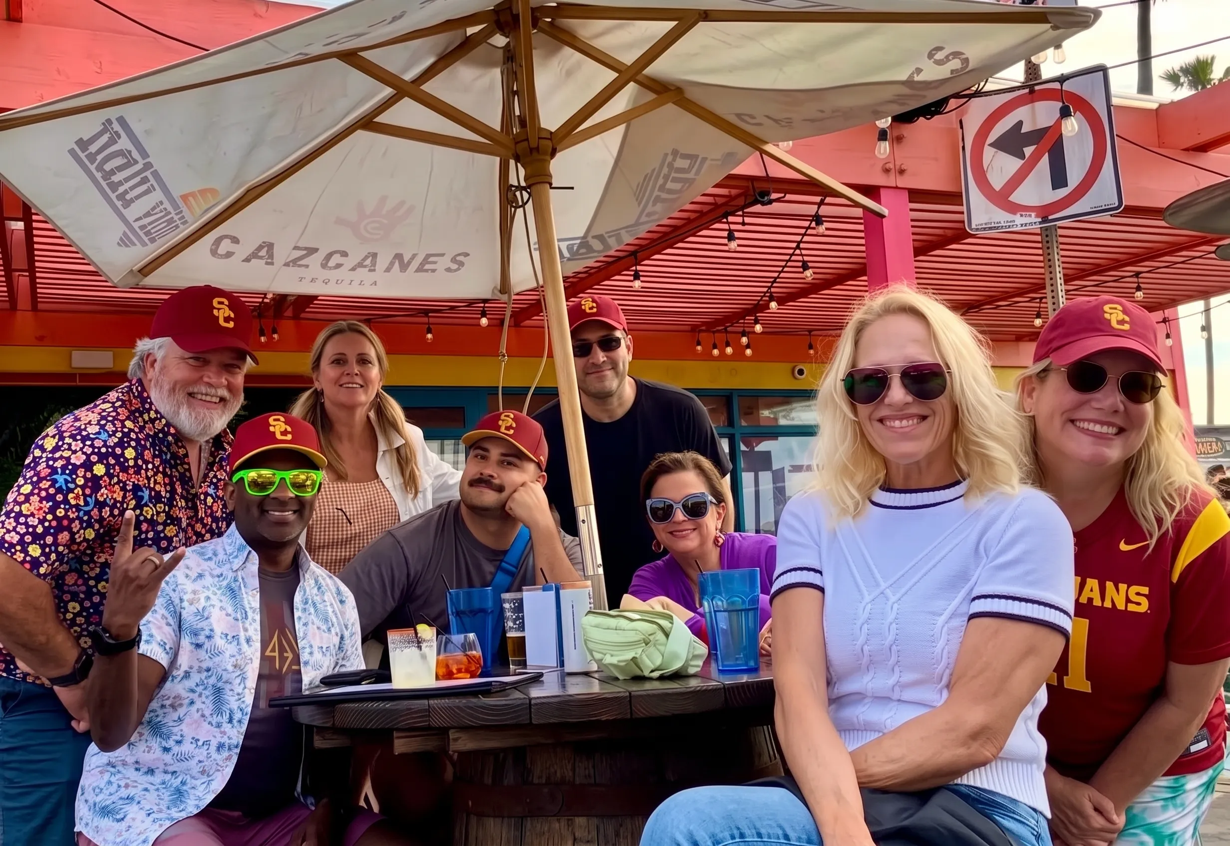 USC fans watching a game at Nalu Vida in Venice Beach